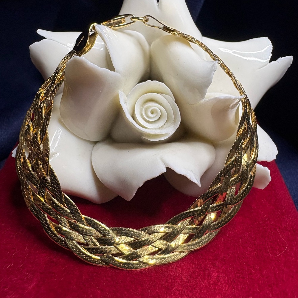 🤩Bracelet Vermeil 18K over 925 Sterling Silver Braided Wheat Rope